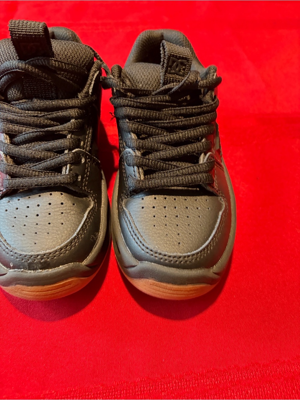 DC Kids Black Sneakers with Gum Outsole Accent